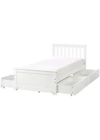 Beliani Bett mit Schubladen 90x200 cm Weiß Olendon , Holz , 90x200 cm , Schlafzimmer, Betten