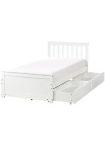 Beliani Bett mit Schubladen 90x200 cm Weiß Olendon , Holz , 90x200 cm , Schlafzimmer, Betten