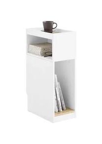 sobuy Nachttisch mit Seitenablage, Weiß, 20x35x60cm , Holzwerkstoff , 20x60x35 cm , Schlafzimmer, Nachtkästchen