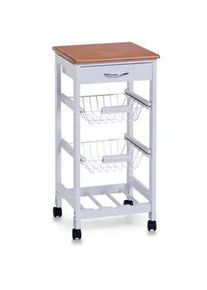 zeller Present Servierwagen , Weiß , Holz, Holzwerkstoff , Bambus , 37x37x76.5 cm , Holzmöbel, Servierwägen Holz