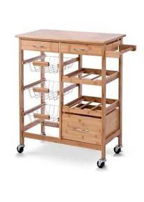 zeller Present Servierwagen , Naturfarben , Holz , Bambus , 66x36x84 cm , Holzmöbel, Servierwägen Holz