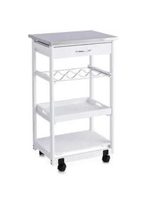 zeller Present Servierwagen , Weiß , Holz , Kiefer , 47x37x82 cm , Holzmöbel, Servierwägen Holz