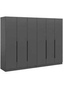 Mid.you Drehtürenschrank , Anthrazit , Kunststoff , Holzoptik , 8 Fächer , 240x181x52 cm , FSC Mix , in verschiedenen Größen erhältlich , Schlafzimmer, Komplette Schlafzimmer und Serien, Schlafzimmerserien