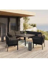 Dining-Loungeset Elisa Schwarz Outdoorstoff/Metall