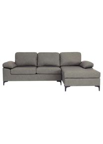 Mid.you Ecksofa , Grau , Textil , F&uuml;llung: Schaumstoff,Schaumstoff , Ottomane rechts, L-Form , 262x135 cm , Wohnzimmer, Sofas & Couches, Wohnlandschaften, Ecksofas