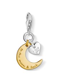 Thomas Sabo , Damen,Jugendliche , Charm-Einhänger »Mond & Herz I LOVE YOU TO THE MOON & BACK« , silberfarben-gelbgoldfarben , Entzückender...