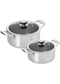 HENSSLERS , Topf-Set Set, je 1 Kochtopf &Oslash; 20 und 24 cm, mit Glasdeckel, 2 Stk. tlg. Edelstahl , silber