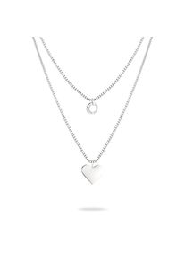 Liebeskind Berlin , Mädchen,Damen , Kette mit Anhänger »Schmuck Edelstahl Layered Love Herz« , edelstahlfarben , Modische Halskette