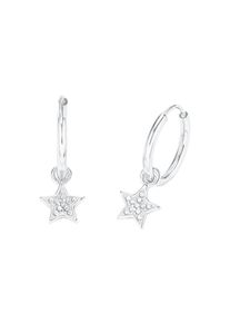 Amor, Damen, Paar Creolen &raquo;Sterne&laquo; mit Zirkonia (synth.) - Einh&auml;nger abnehmbar, silberfarben-wei&szlig; + kristallwei&szlig;, silberfarben-wei&szlig; + kristallwei&szlig;, 