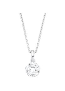 Amor, Damen, Kette mit Anh&auml;nger &raquo;Bl&uuml;te&laquo; mit Zirkonia (synth.), silberfarben-wei&szlig;, silberfarben-wei&szlig;, Halskette mit s&uuml;&szlig;em Anh&auml;nger in Bl&uuml;tenform