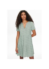 Only , Sommerkleid »ONLZALLY – Sommerkleid mit V-Ausschnitt und Stufenvolant« regular fit, feminin, Jersey, Viskose, V-Ausschnitt , Chinois Green...
