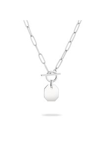 Liebeskind Berlin , Damen , Kette mit Anhänger »Schmuck Edelstahl Halskette The T-Bar Plate« , edelstahlfarben , Modische Halskette