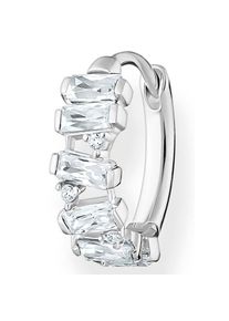 Thomas Sabo, Damen, Single-Creole &raquo;farbige Steine, wei&szlig;e Steine&laquo; mit Glas-Keramik Stein, Korund (synth.), Zirkonia (synth.), silberfarben-wei&szlig; + 