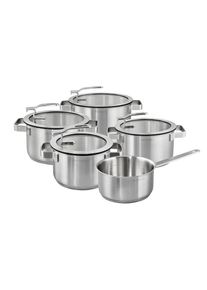 Hanseatic , Topf-Set &raquo;STYLE&laquo; Set, Fleischtopf 1x 16 cm / 2x 20 cm / 1x 24 cm, Stielkasserolle 16 cm, 9 Stk. tlg. Edelstahl 18/10 , silberfarben