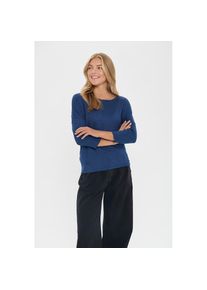 Saint Tropez , Rundhalspullover »A2561, MilaSZ R-Neck« Feinstrick mit Viskose, Casual Fit , Pageant Blue Melange , M , M , Casual Pullover von...