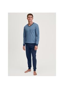 Calida , Schlafanzug »Relax Streamline 5« 2 Stk. tlg., V-Ausschnitt, mit langen Ärmeln, Interlock-Qualität , insignia blue , XL (56) , XL (56) ,...