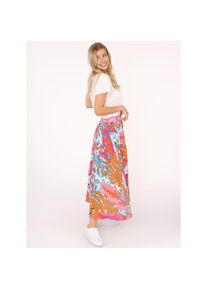 Zwillingsherz, Damen, Maxirock &raquo;"Dschungel Leopard"&laquo; Animal-Print, bunten Bl&auml;ttern, Schriftzug, Viskose, kn&ouml;chellang, Multi, S/M, Multi, Damenrock von