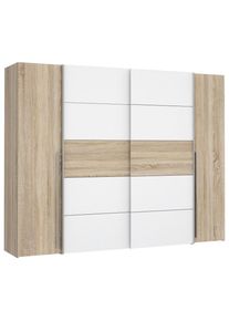 CARRYHOME Kleiderschrank , Wei&szlig;, Sonoma Eiche , Holzwerkstoff , 10 F&auml;cher , 270x210x61 cm , in verschiedenen Gr&ouml;&szlig;en erh&auml;ltlich, in verschiedenen Holzdekoren erh&auml;ltlich, Kombination aus Dreh- und Schwebet&uuml;ren , Schlafzimmer, Kleiderschr&auml;nke, Dreht&uuml;renschr&auml;nke