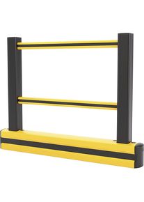 Bodenbarriere mit Geländer, gelb / schwarz, HxBxL 1150 x 174 x 1450 mm Boplan