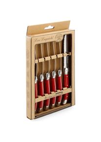 LOU LAGUIOLE Steakmesser-Set Rustic 13 cm Fleischwaren (6 Stück), Besteck, Rot