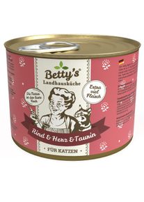 Bettys Landhausküche Cat Nassfutter mit Rind & Herz, 6x200g
