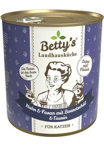 Bettys Landhausküche Cat Nassfutter mit Huhn & Fasan, 6x800g