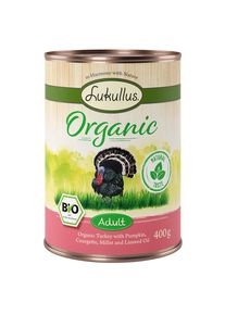 Lukullus Organic Adult dinde, courgettes (sans gluten) pour chien .- 6 x 400 g