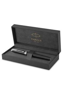Parker Ingenuity Tintenroller | Core Kollektion | Schwarz, silberne Ausführung | Schwarze Tinte | Geschenkbox