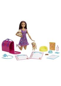 Barbie Doll And Accessories Pup Adoption Playset With Doll 2 Puppies And Color-Change