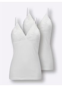 wäschepur Dames Behahemd in wit ,maat 38, Witt, 50% Katoen, 50% Modal. Kant: 63% Viscose, 30% Polyamide, 7% Elastan