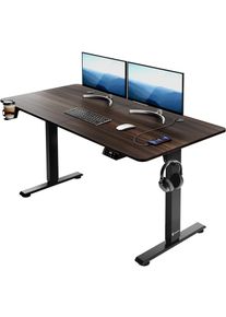 Casaria Mesa altura regulable eléctrica marrón 140x60x73-118cm