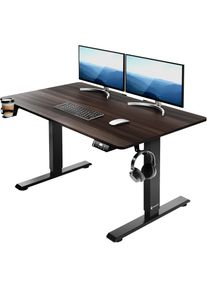 Casaria Mesa altura regulable eléctrica marrón 110x60x73-118cm