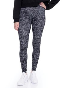 Urban Classics - Ladies AOP Hibiscus Black - Leggings - svart - XS - 95% polyester, 5% elastan,Jersey