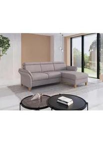 Sit & More Sit & More Ecksofa , Silberfarben , Textil , Eiche , massiv , Ottomane rechts, L-Form , 253x166 cm , Goldenes M, Oeko-Tex® Standard 100, Made in Europe, DGM-Klimapakt , Rücken echt, Armteil links, Armteil rechts , Wohnzimmer, Sofas & Couches, Wohnlandschaften, Ecksofas