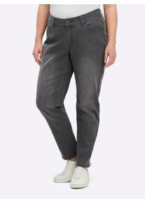 sheego Dames Jeans in smal model in grey denim ,maat 48, Witt, 99% Katoen, 1% Elastan
