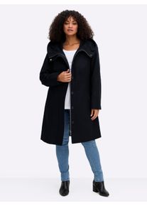 sheego Dames Korte mantel in A-lijn, met capuchon in diepblauw ,maat 52, Witt, 90% Polyester, 10% Wol