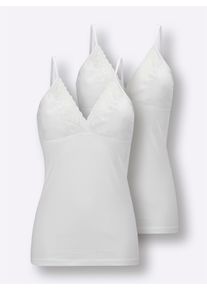 wäschepur Dames Behahemd in wit ,maat 40, Witt, 50% Katoen, 50% Modal. Kant: 63% Viscose, 30% Polyamide, 7% Elastan