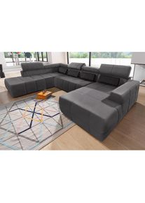 DOMO collection, Wohnlandschaft &raquo;Brandon, whlw. mit Sitztiefenverstellung, whlw. Nierenkissen&laquo; mit Kopfteilverstellung, wahlweise 