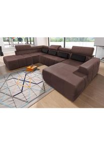 DOMO collection, Wohnlandschaft &raquo;Brandon, whlw. mit Sitztiefenverstellung, whlw. Nierenkissen&laquo; mit Kopfteilverstellung, wahlweise 