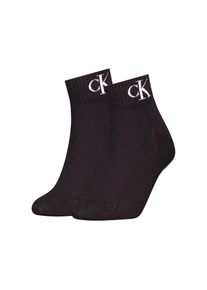Calvin Klein Jeans , Kurzsocken »CKJ WOMEN QUARTER 2P MONOGRAM« 2 Paar, 2 Stk. tlg. mit Logostickerei , Black , 39-42 , 39-42 , Maschinenverbundene...