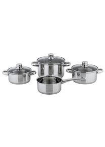 CS Koch-Systeme , Topf-Set &raquo;BELM&laquo; Set, je 1 Kochtopf 16/18/20 cm, 1x Stielkasserolle 16 cm, 7 Stk. tlg. Edelstahl , silberfarben