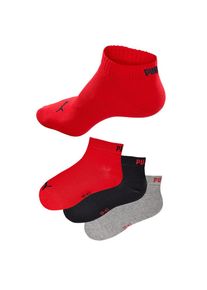 Puma , Kurzsocken »QUARTER PLAIN 3P« 3 Stk. tlg. Atmungsaktiv, Rippenbündchen, weiche Baumwollmischung , 1x schwarz, 1x grau-meliert, 1x rot ,...