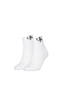 Calvin Klein Jeans , Kurzsocken »CKJ WOMEN QUARTER 2P MONOGRAM« 2 Paar, 2 Stk. tlg. mit Logostickerei , white , 35-38 , 35-38 , Maschinenverbundene...