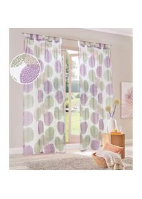 my home , Gardine »Belem« Schlaufen 1 Stk. tlg. 1 oder 2 Schals, Vorhang, Fertiggardine, Kreise , beige , Obermaterial: 100% Polyester , 225 cm