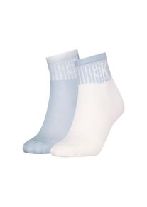 Calvin Klein Jeans , Jugendliche , Socken »CKJ WOMEN QUARTER 2P GLOSSY RIB« 2 Stk. tlg. mit dezentem Logo-Design , light blue/white , 35-38 , 35-38...