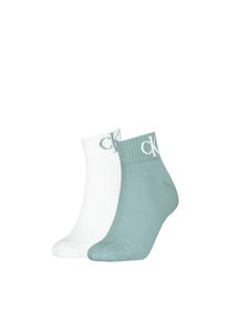 Calvin Klein Jeans , Kurzsocken »CKJ WOMEN QUARTER 2P MONOGRAM« 2 Paar, 2 Stk. tlg. mit Logostickerei , Jade Green , 39-42 , 39-42 ,...