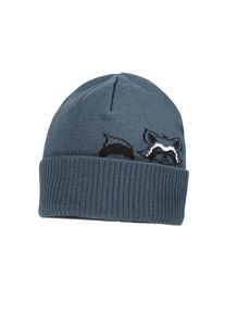 MaxiMo , Kinder , Strickmütze mit Umschlag im Waschbär-Design , grau , 53 , Strickmütze für Jungen
