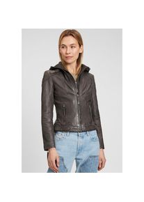 Mauritius, Damen, Lederjacke &raquo;Cacey LEGV&laquo; mit Kapuze mti Kapuze, Rei&szlig;verschluss, Ziersteppung, anthracite, M, anthracite, L&auml;ssige Lederjacke mit 