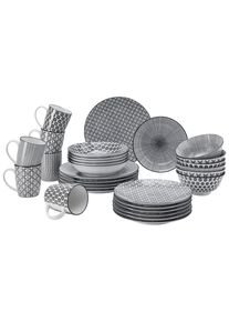 Ritzenhoff Breker Kombiservice , Schwarz, Weiß , Keramik , 30-teilig , Abstraktes , 350 ml , Lfgb , Geschirr, Geschirrsets, Kombiservice