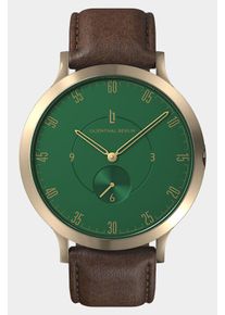 Lilienthal 1-Men's Watch-Green/Gold-Sapphire-hardened mineral glass-Leather Strap &ndash; 42.5 mm Case &ndash; Miyota Quartz Movement-Lilienthal Berlin